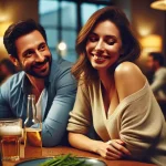 酔った女性と見つめる男性